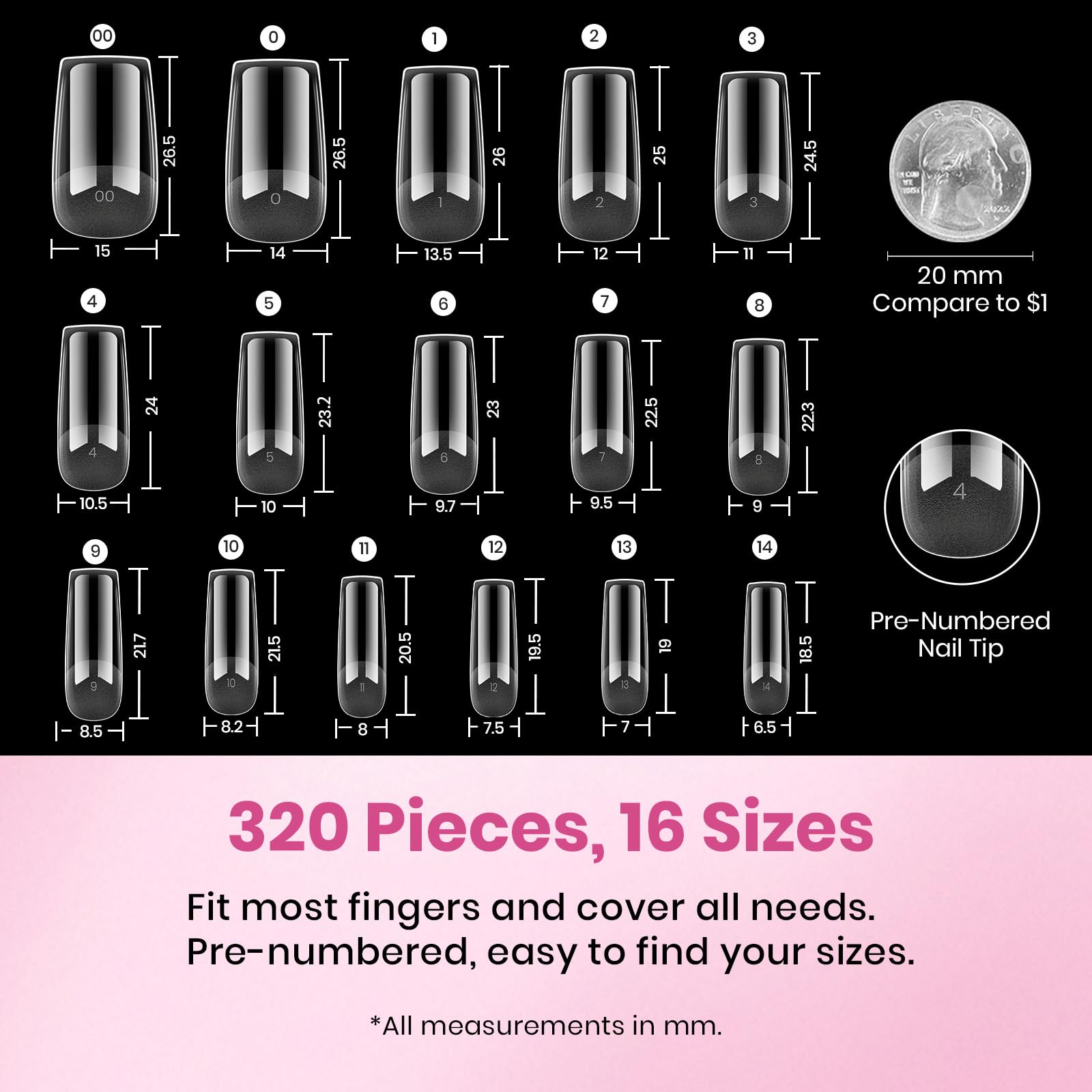 Beetles gel polish organized tray with numbered sizes for quick selection and matching