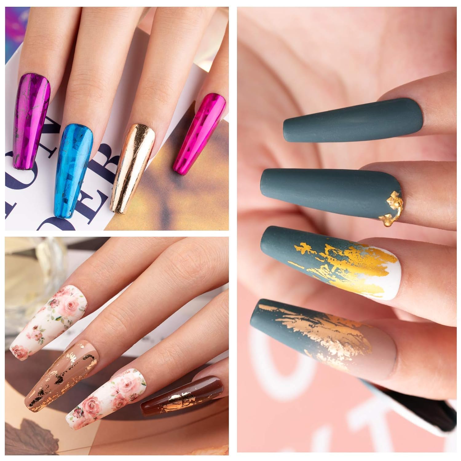 Beetles Gel Polish in use pressing foil for clean metallic transfer