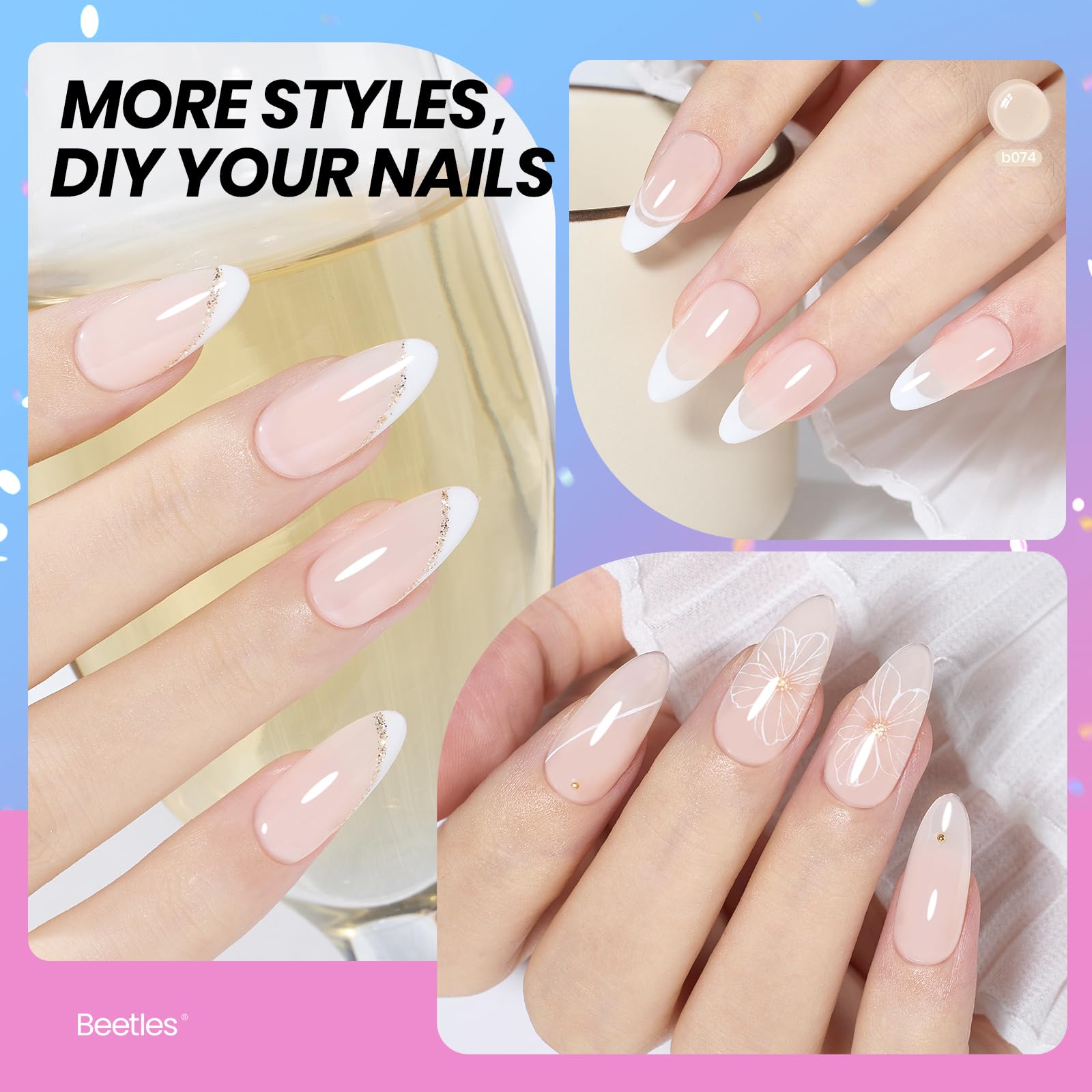 beetles french tip demo on nails showing clean elegant manicure benefit