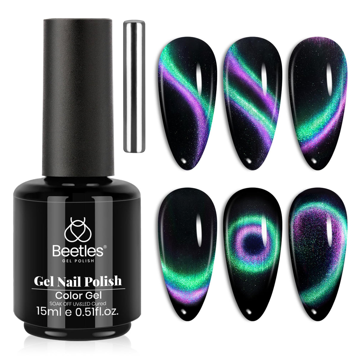 beetles front bottle galaxy drift showing color shift and glossy finish