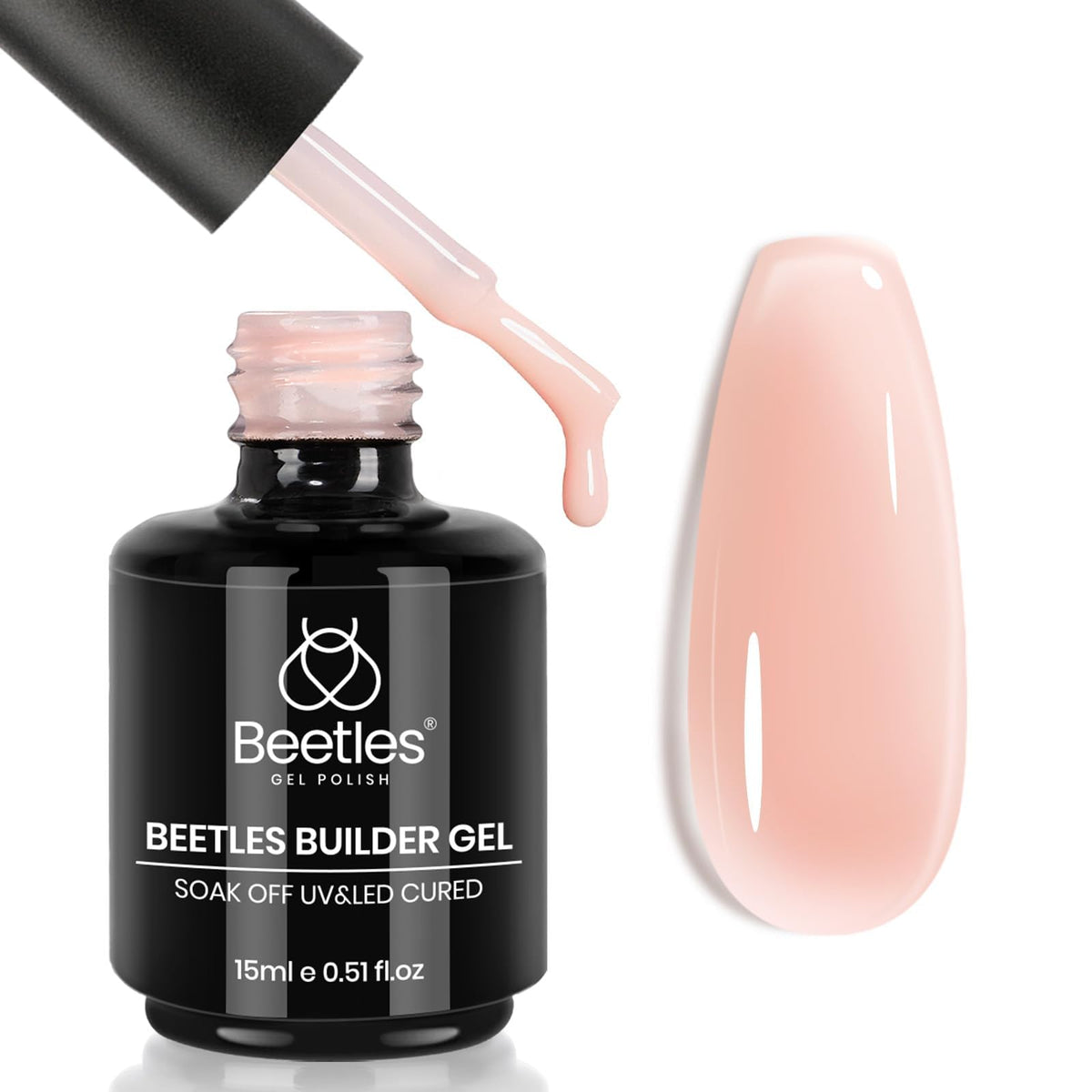 beetles front bottle showing jelly nude builder gel for clear, sturdy application