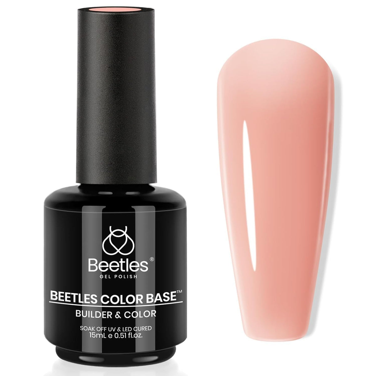 beetles Gel Polish bottle front view showing label and 15ml capacity, clear benefit: easy identification
