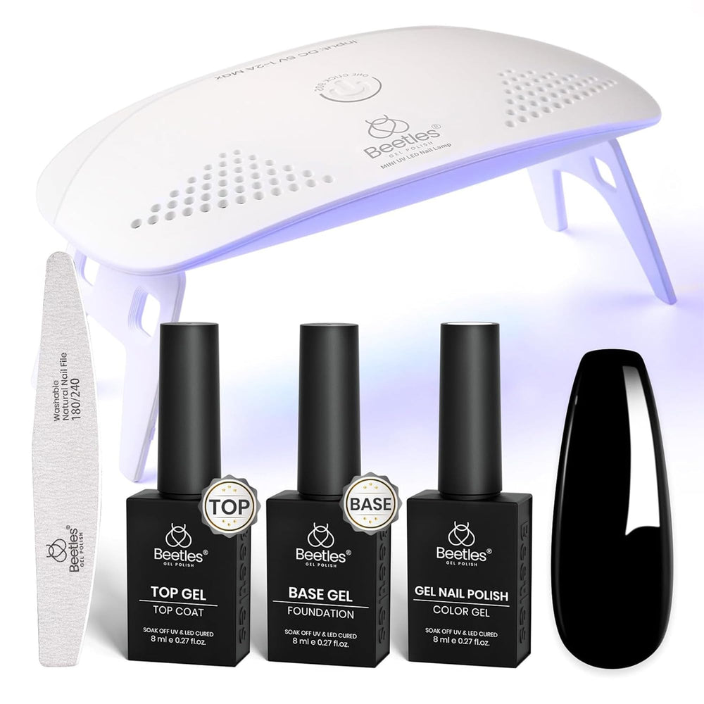 beetles front packaging showing full black gel kit and contents for easy setup