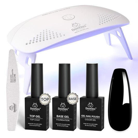 beetles front packaging showing full black gel kit and contents for easy setup
