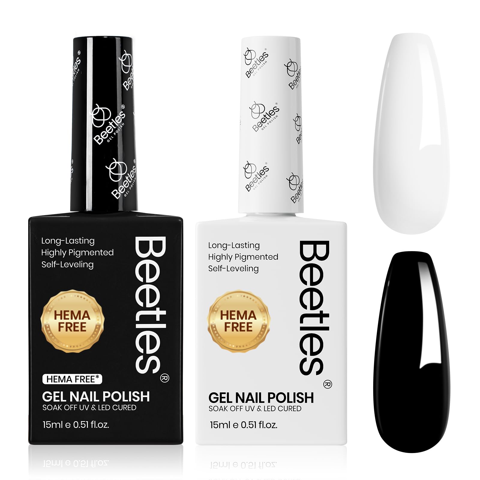 beetles front packaging showing black and white bottles and clear labeling for easy choice