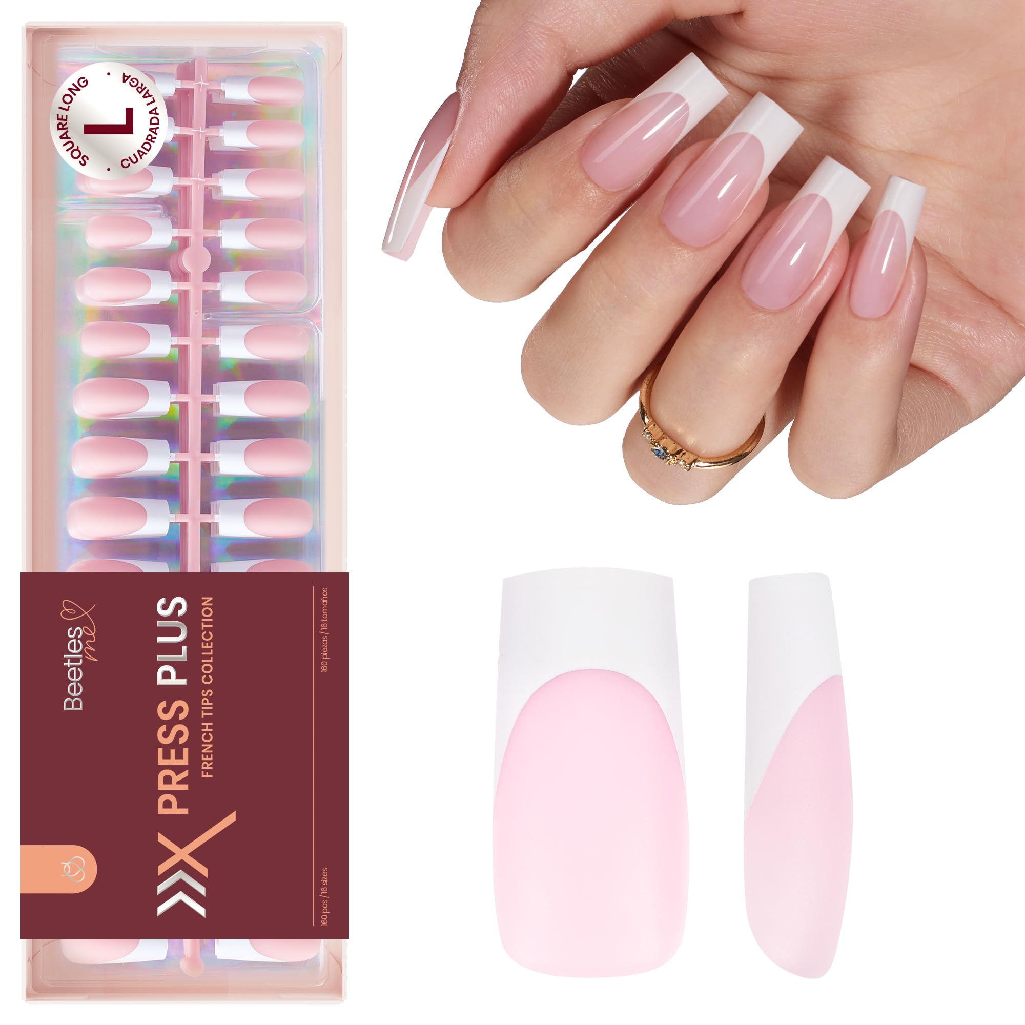 Beetles Gel Polish front packaging showing candy French tips and quantity benefit