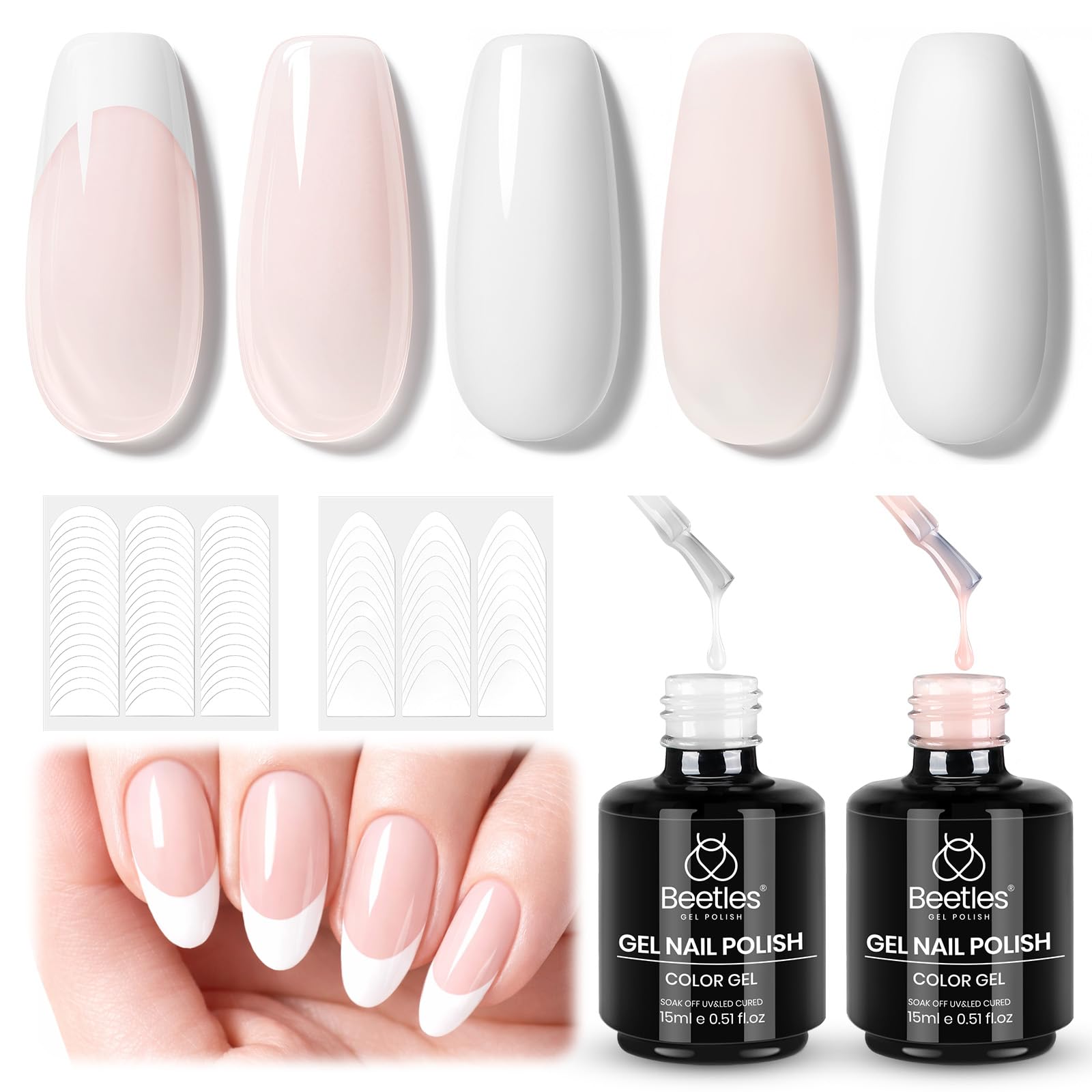 beetles front packaging showing full French manicure kit and benefit of complete set