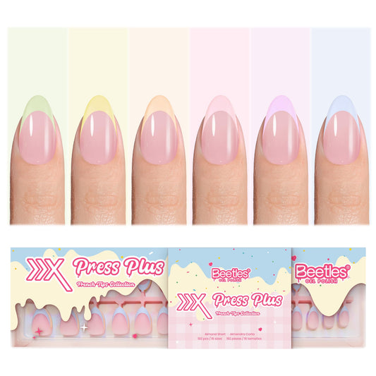 Beetles front packaging showing 192-piece pastel French tips for easy selection