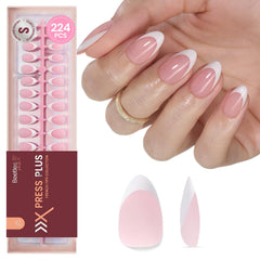 beetles front packaging showing 224 pink French tip nails and kit benefits