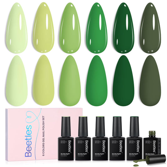 beetles front packaging green set showing six bottles and palette benefit of complete kit