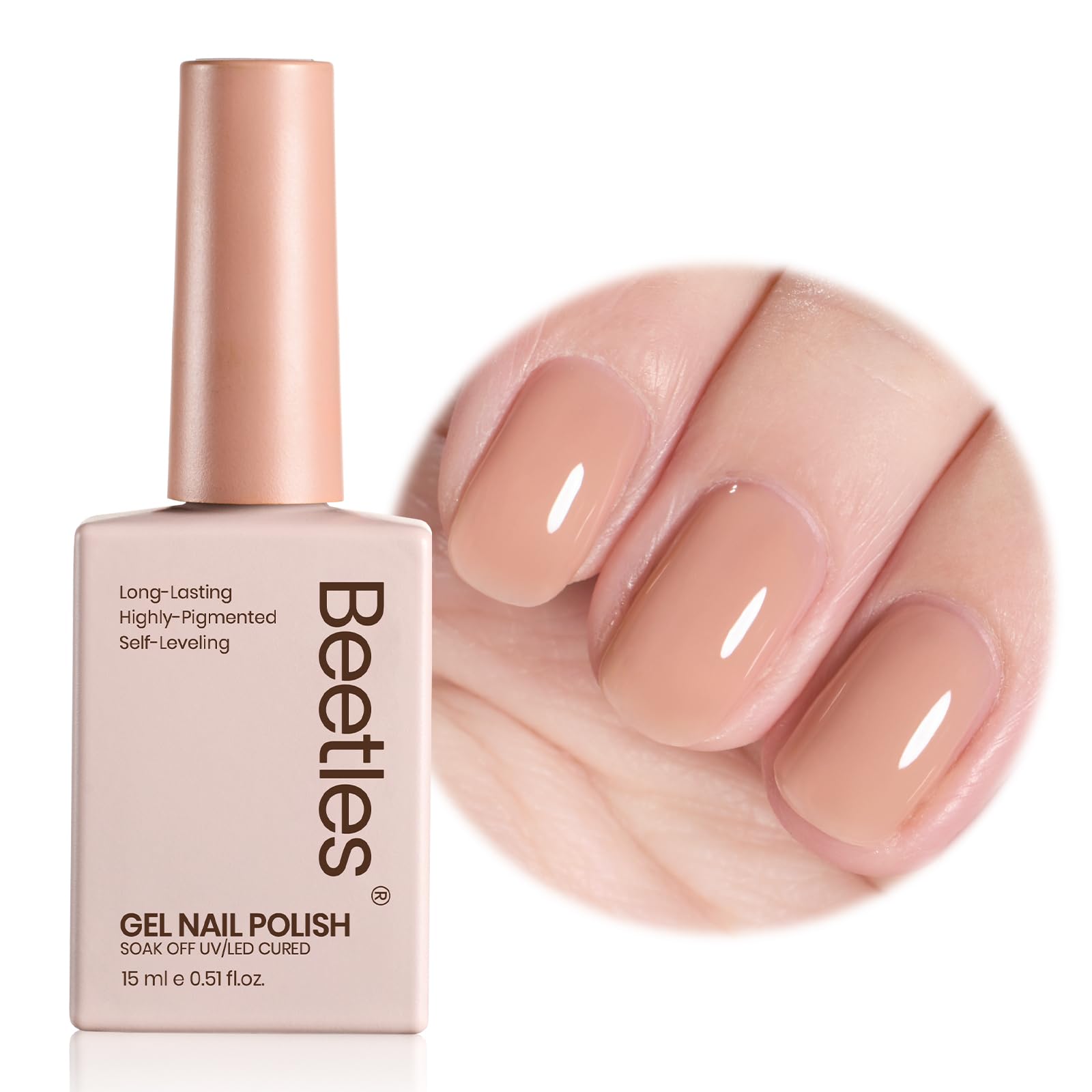 beetles front packaging showing jelly nude polish and clear branding benefit: easy identification