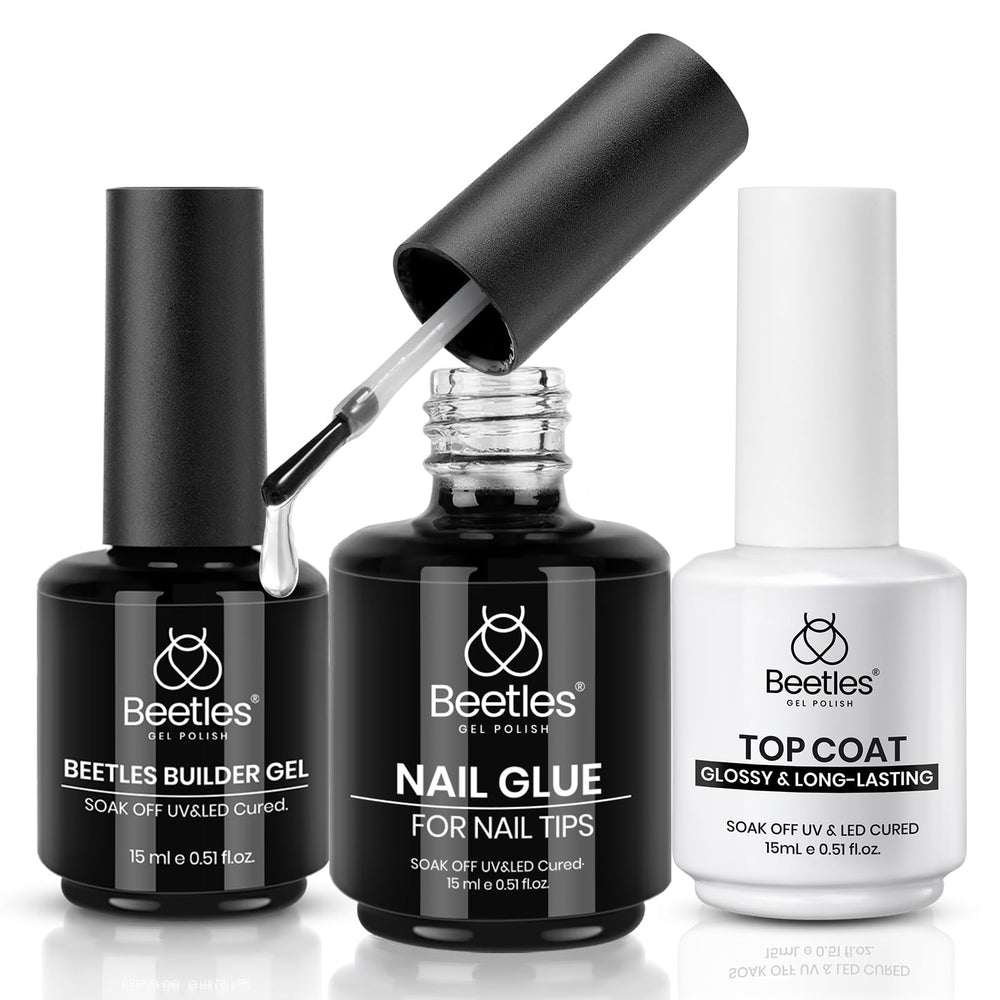 beetles Gel Polish front packaging showing three 15ml bottles and kit benefits