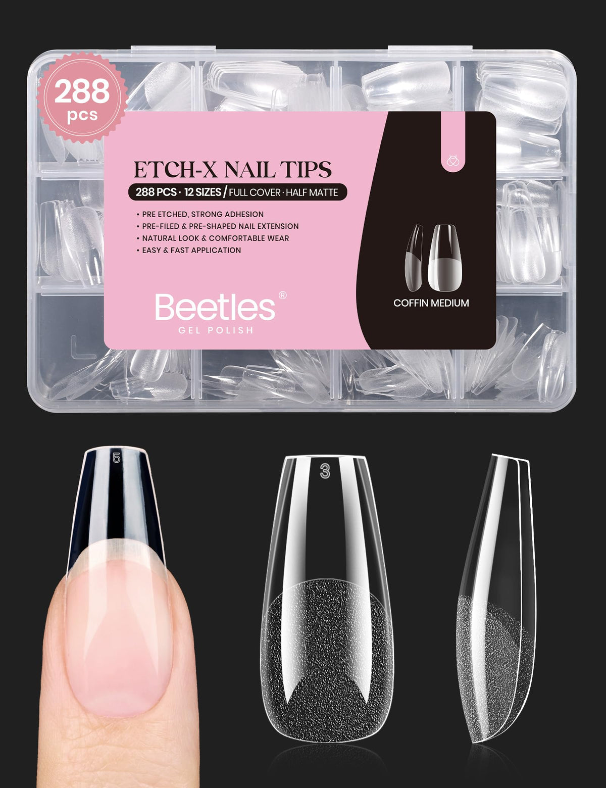 beetles front packaging showing 288-piece coffin set and kit benefits