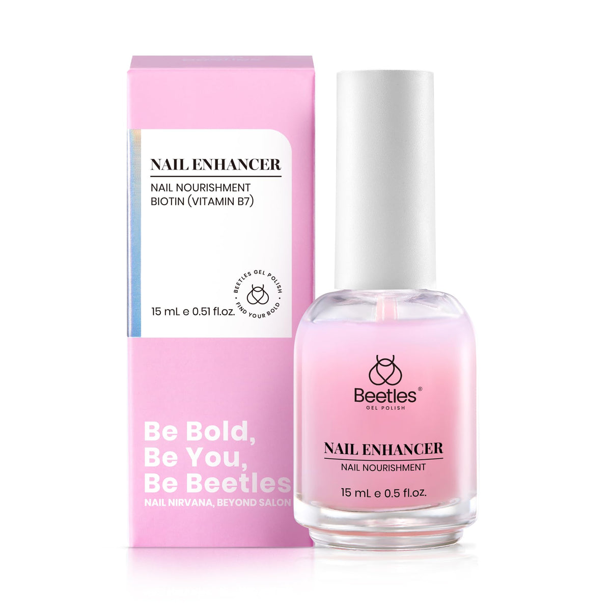 Beetles front packaging showing bottle and pink-neutral finish benefit protection