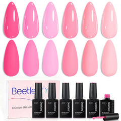 beetles front packaging showing six pink bottles and brand for gift appeal