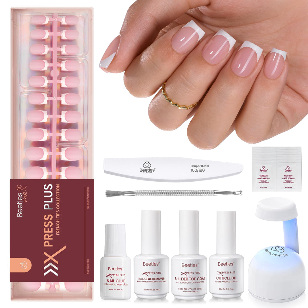 Beetles front packaging showing complete press-on nail kit and convenience