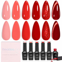 Beetles front packaging showing six neon red and pink gel bottles, great for gifting