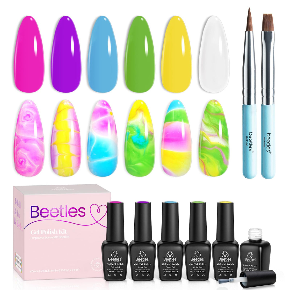beetles front packaging set shows full kit and bright neon benefit