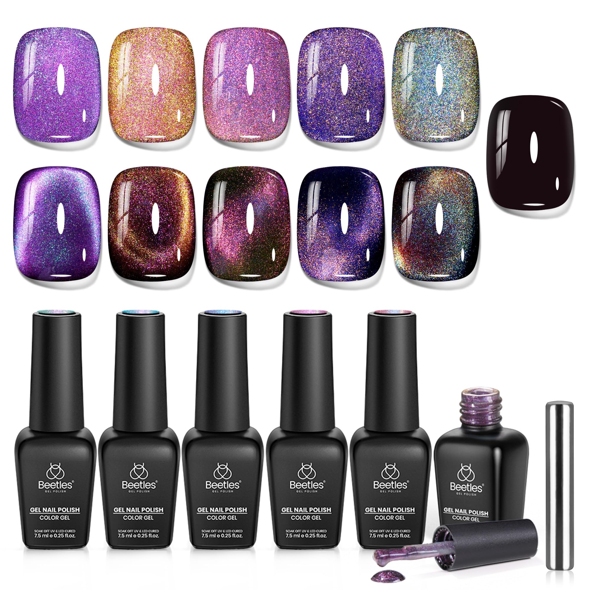 beetles front packaging showing six chameleon bottles and magnet for easy gifting