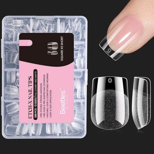 beetles front packaging showing 288pcs short square tips and kit convenience