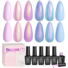 Beetles front packaging showing six shimmer gel bottles and spring colors for gifting