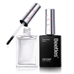 Beetles front packaging showing both base and top coat and quick-dry benefit