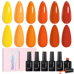beetles front packaging showing six warm sunset gel colors and gift-ready box