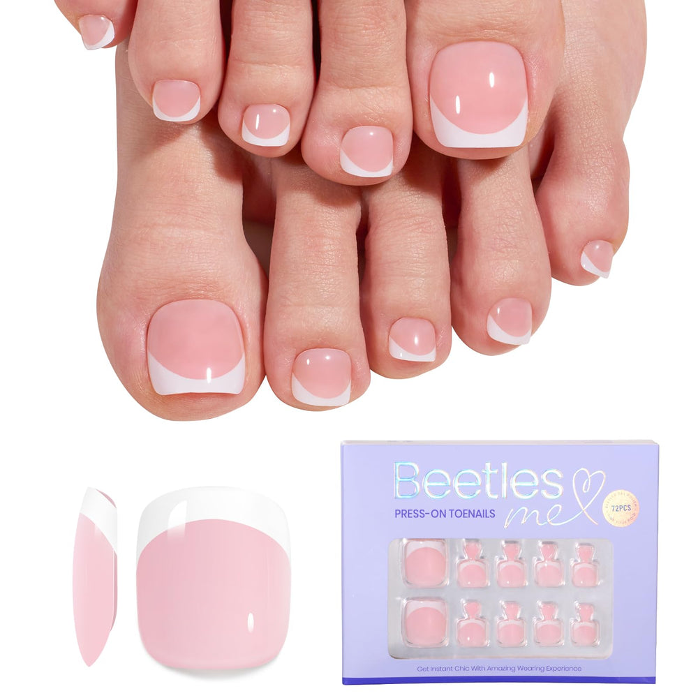 Beetles Gel Polish front packaging showing 72-piece white French tips, convenient kit