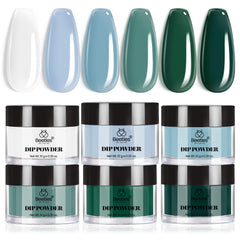 Beetles Gel Polish front packaging showing six powder jars and box, clear labeling benefit