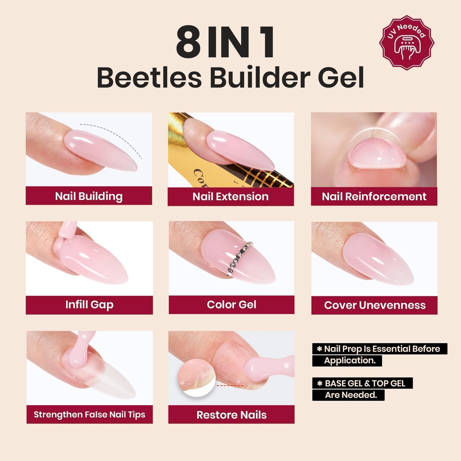 Beetles Gel Polish sculpted apex close-up displaying durable C-curve support