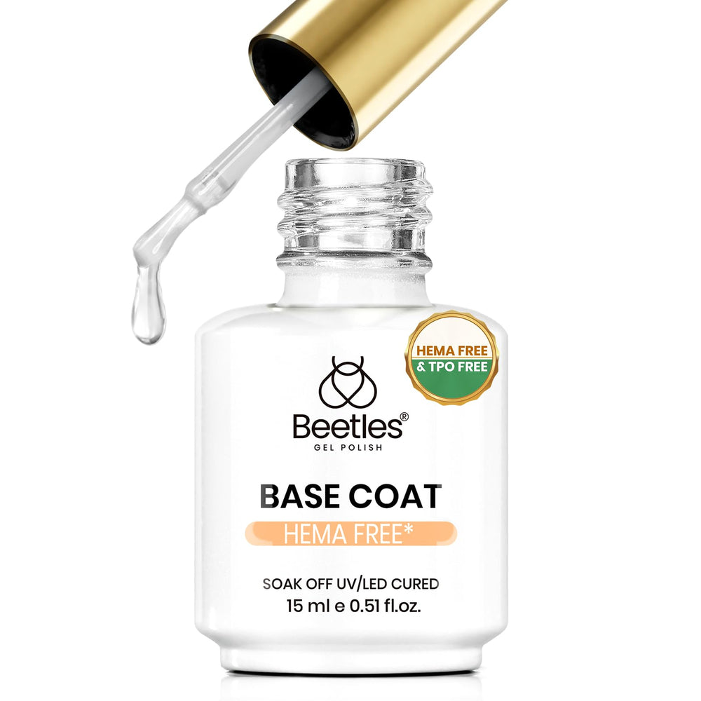 beetles Gel Base Coat front packaging showing 15ml bottle and label benefit of gentle formula