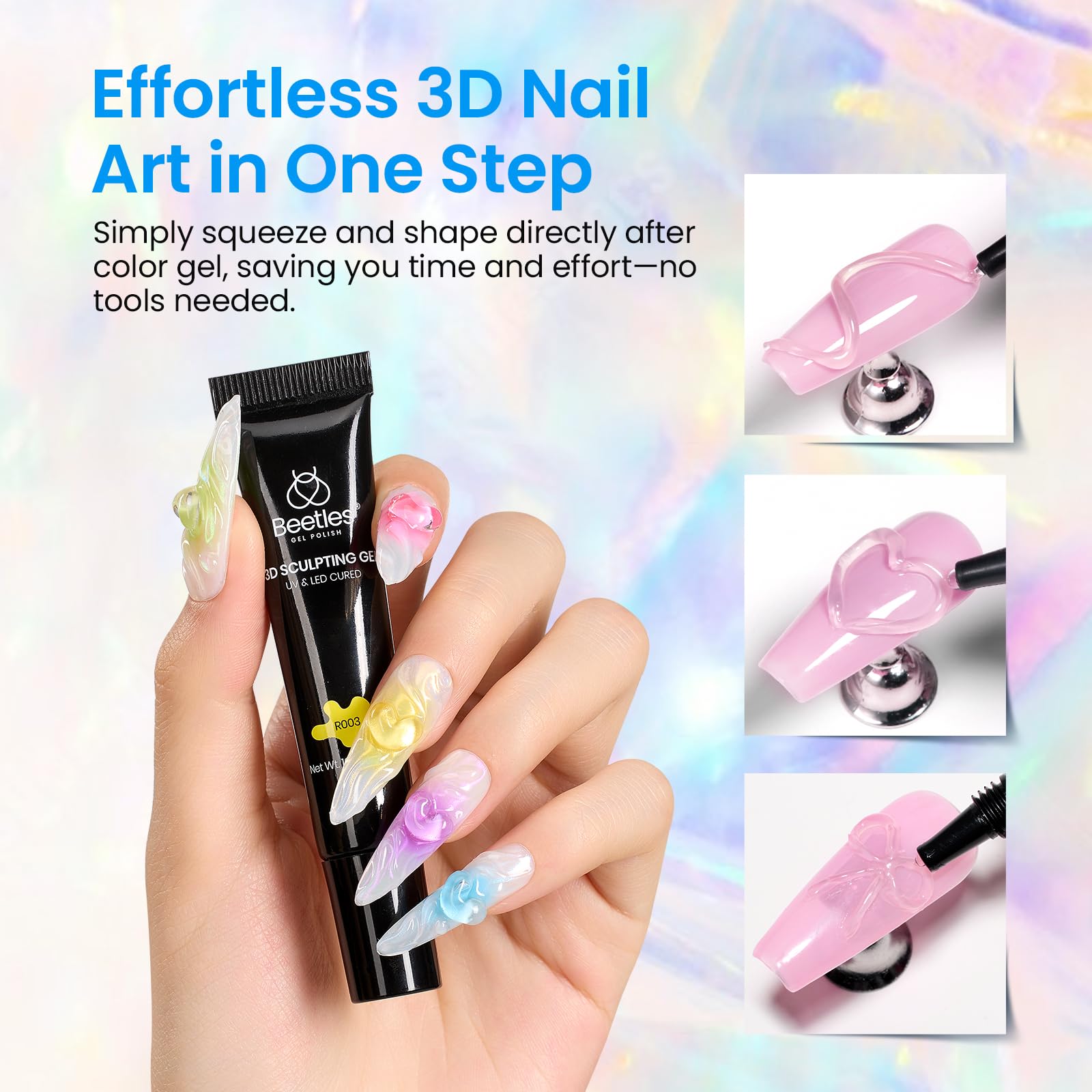 beetles gel in use sculpting a raised nail decoration for control
