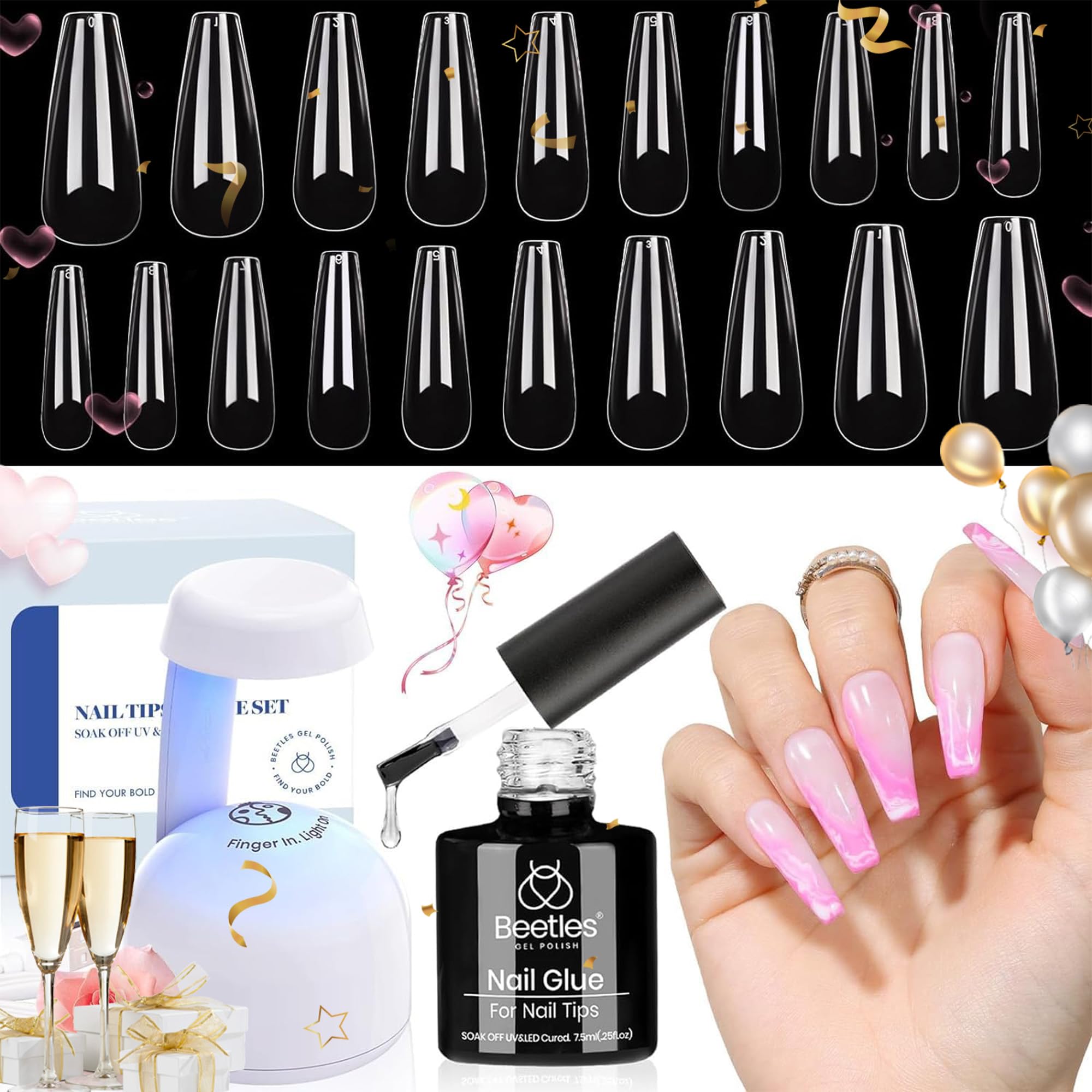 Beetles Gel Nail Kit front packaging showing components and kit value
