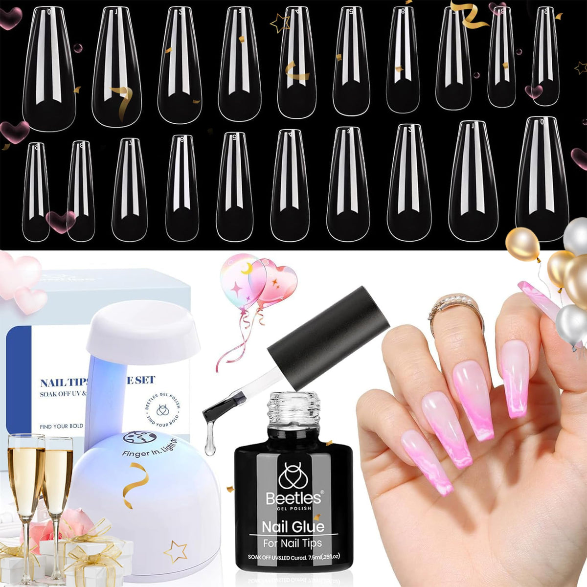 Beetles Gel Nail Kit front packaging showing components and kit value