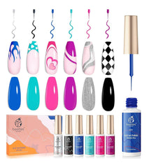 beetles gel polish front packaging showing six neon colors and labels for easy selection