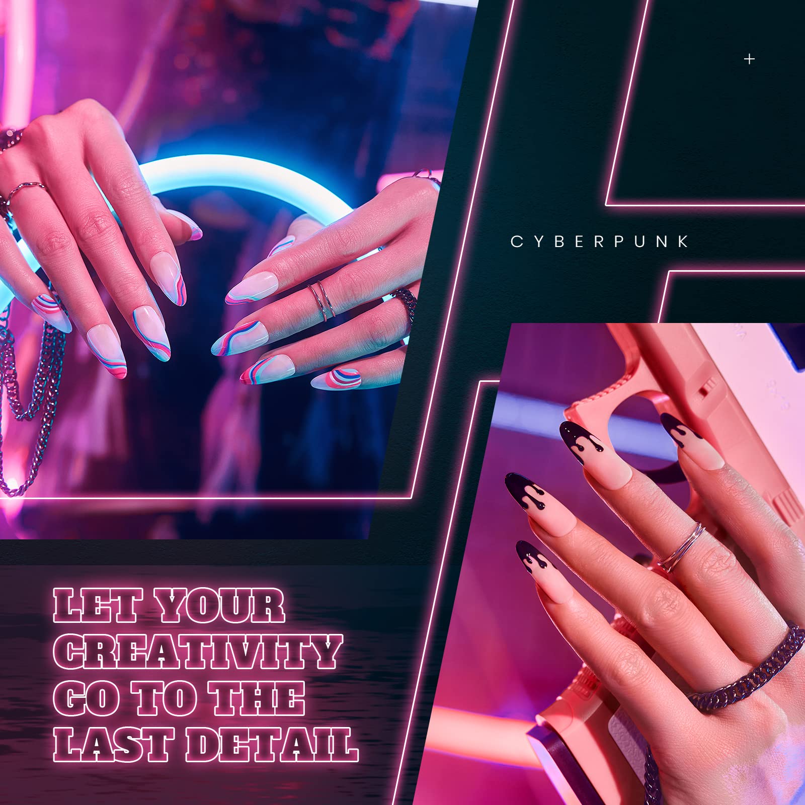 beetles gel polish in-use on a salon hand creating thin swirl lines