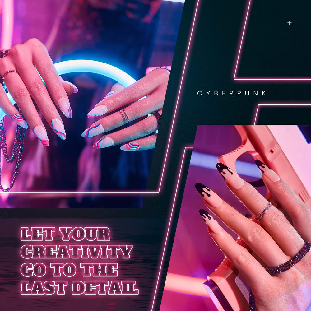 beetles gel polish in-use on a salon hand creating thin swirl lines