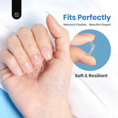 Beetles Gel Polish finished press-on set displaying short almond shape