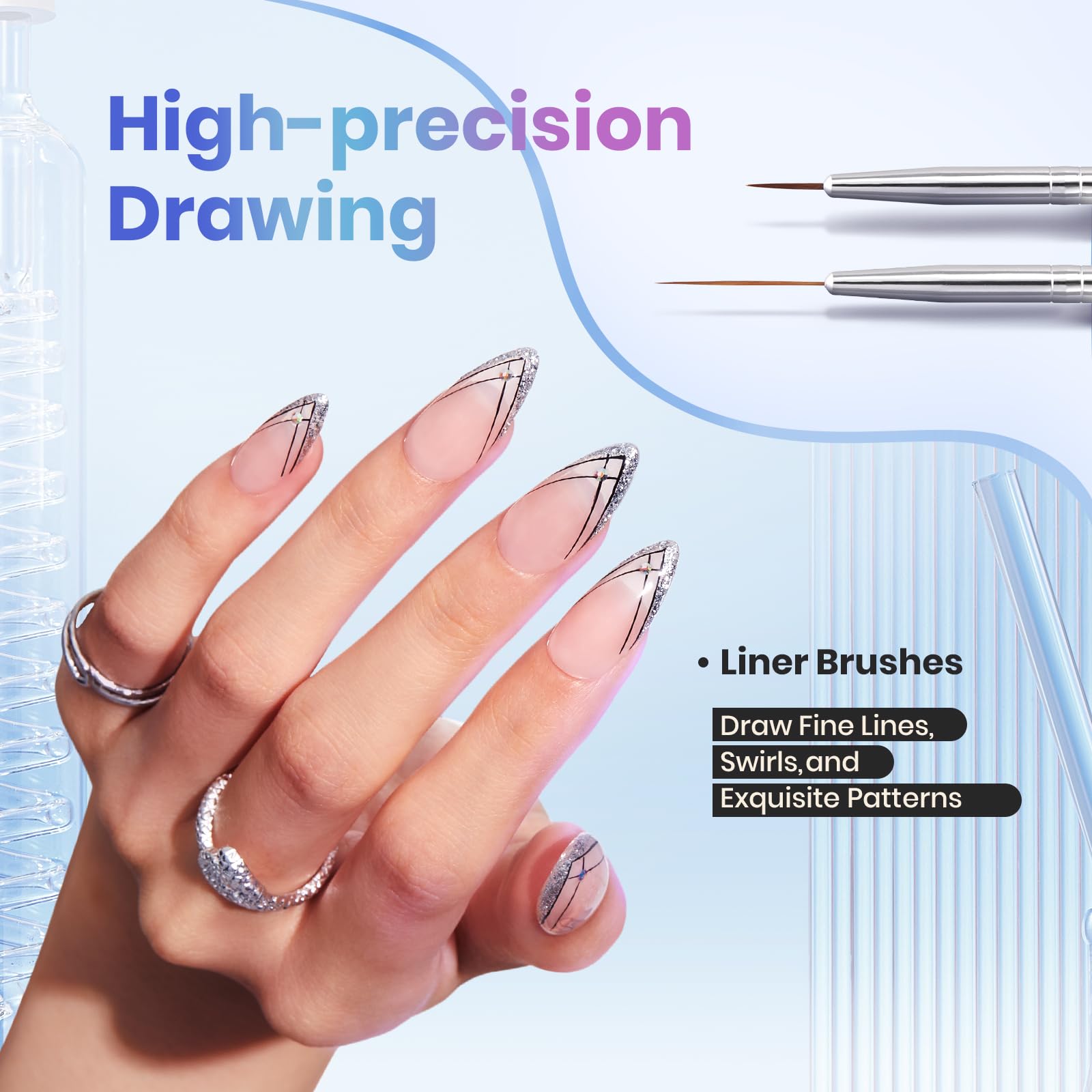 beetles gel polish brush collection laid out highlighting included tools for varied designs