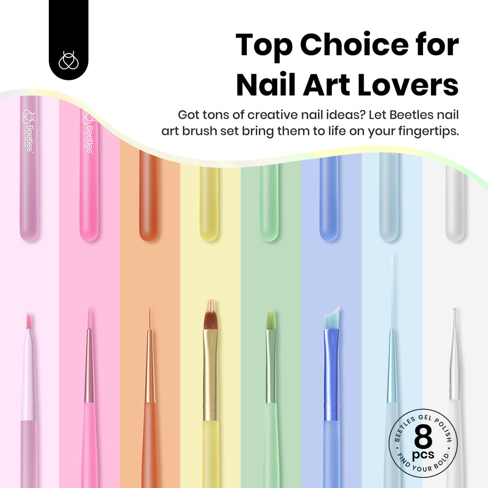 beetles Gel Polish close-up of brush tips highlighting fine synthetic fibers and precision control