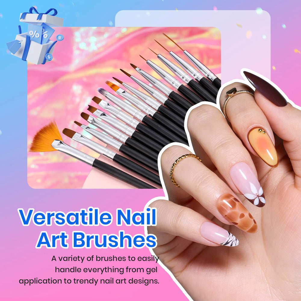 beetles Gel Polish brushes in use painting floral nail art for neat application
