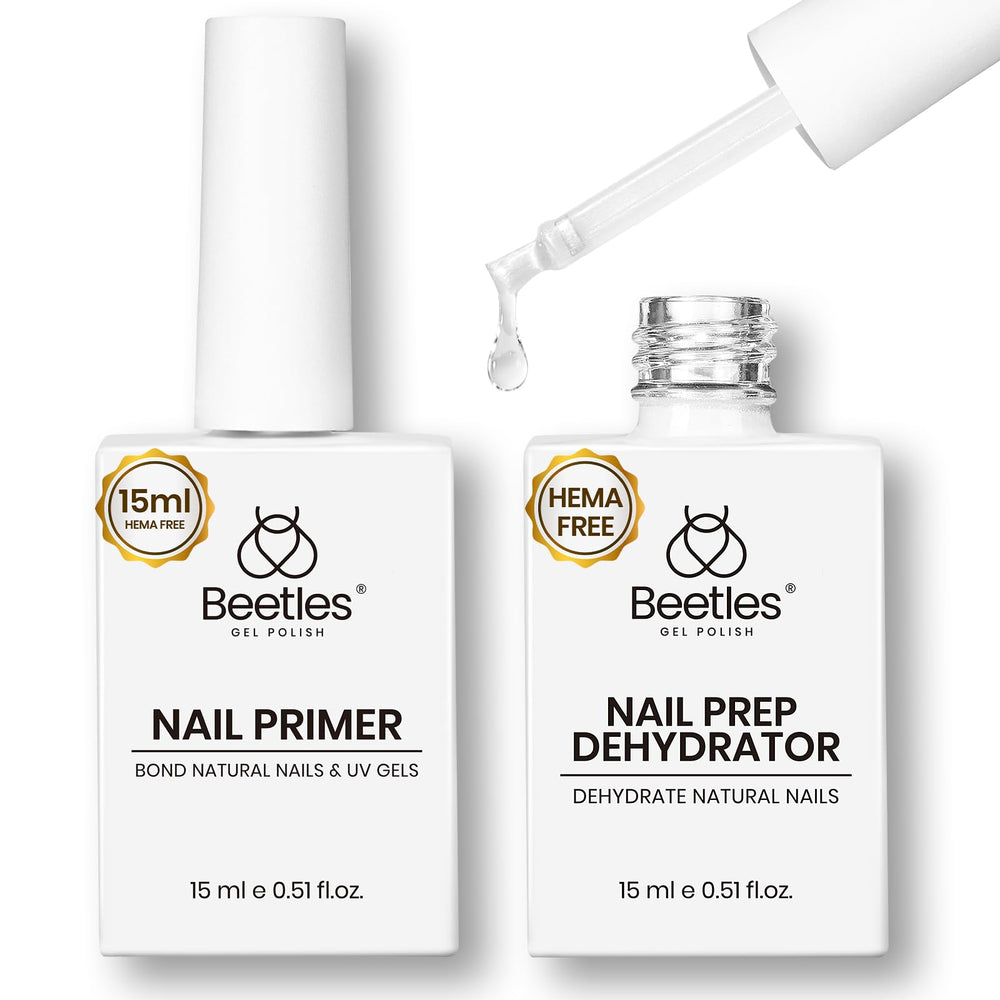 Beetles Gel Polish front packaging showing both 15ml bottles and benefits