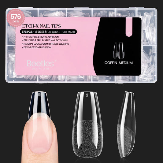 beetles gel polish front packaging showing full 576-piece kit and benefits