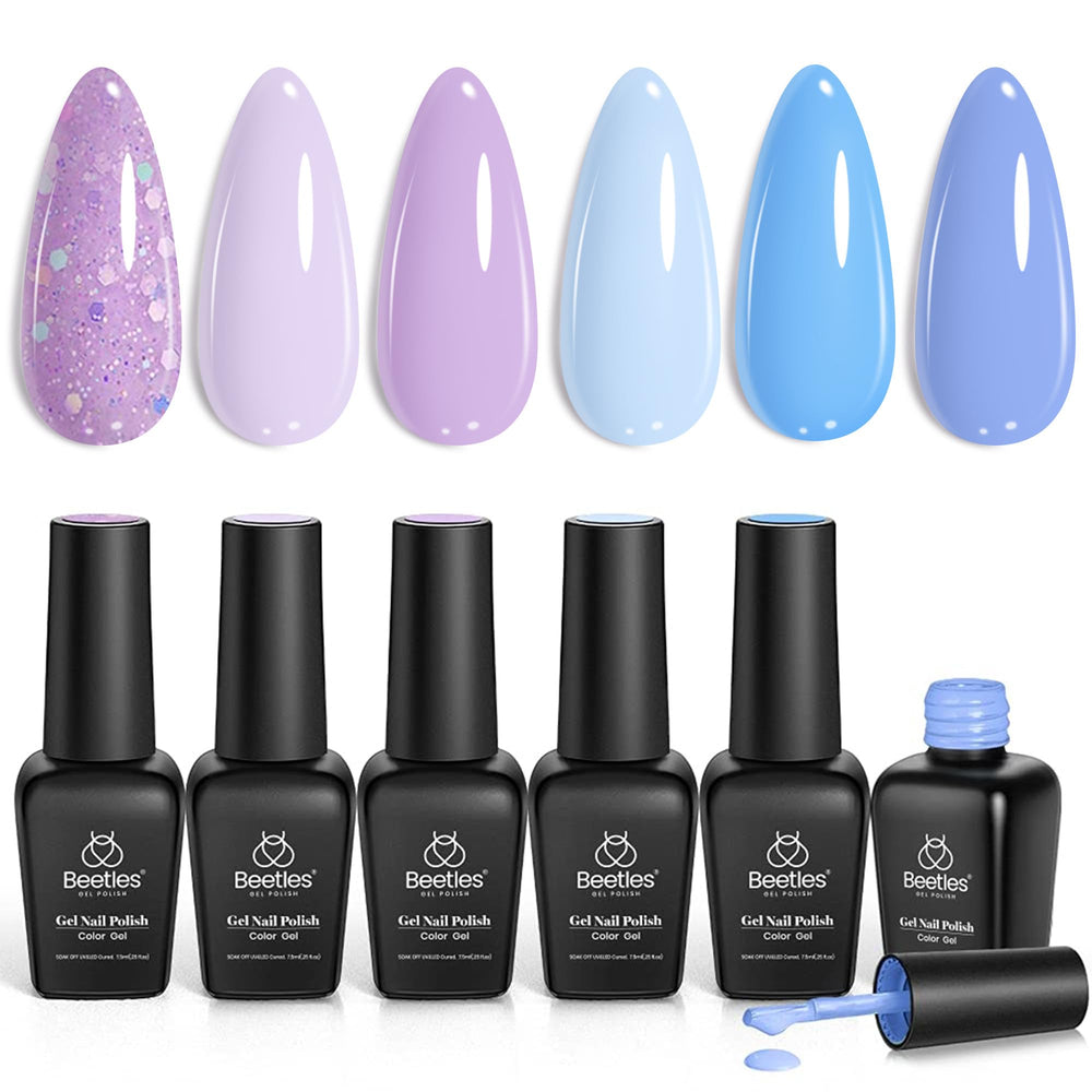 beetles gel polish front packaging showcasing six colors and modern palette