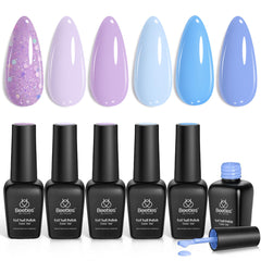 beetles gel polish front packaging showcasing six colors and modern palette