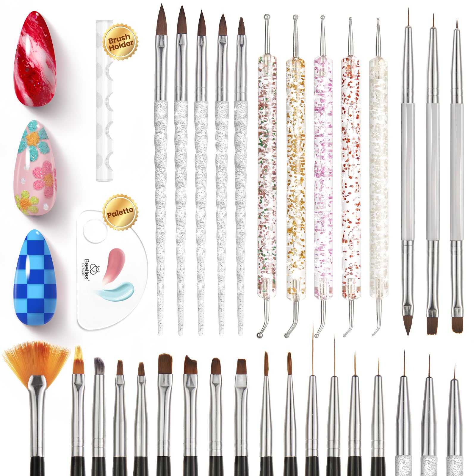 beetles Gel Polish front packaging showing full 31-piece kit and organized layout
