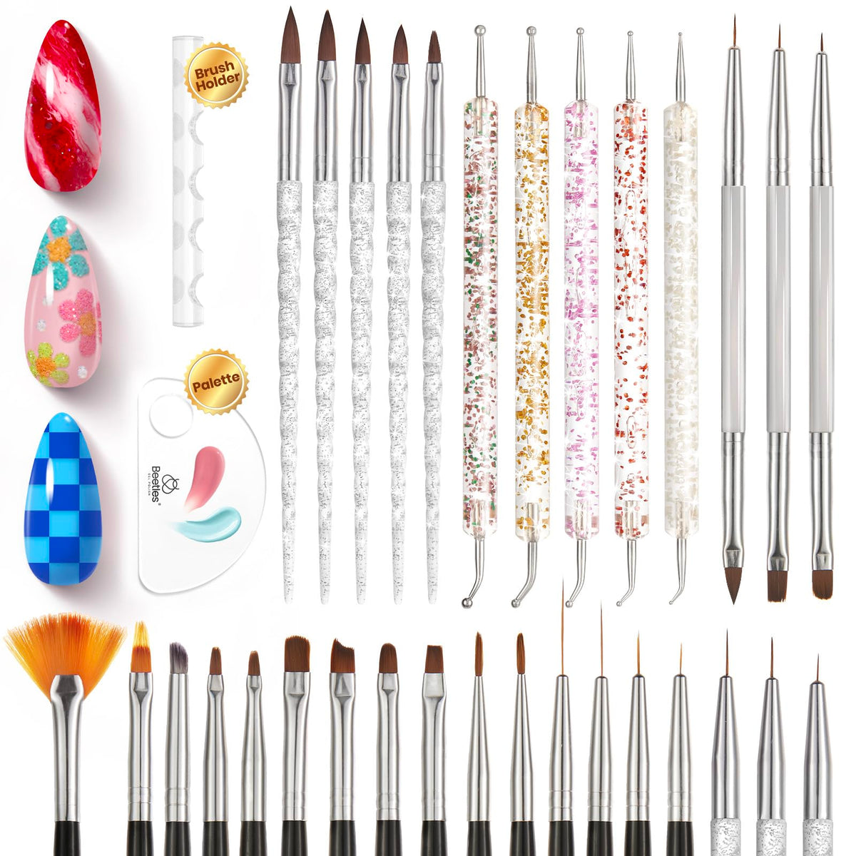 beetles Gel Polish front packaging showing full 31-piece kit and organized layout