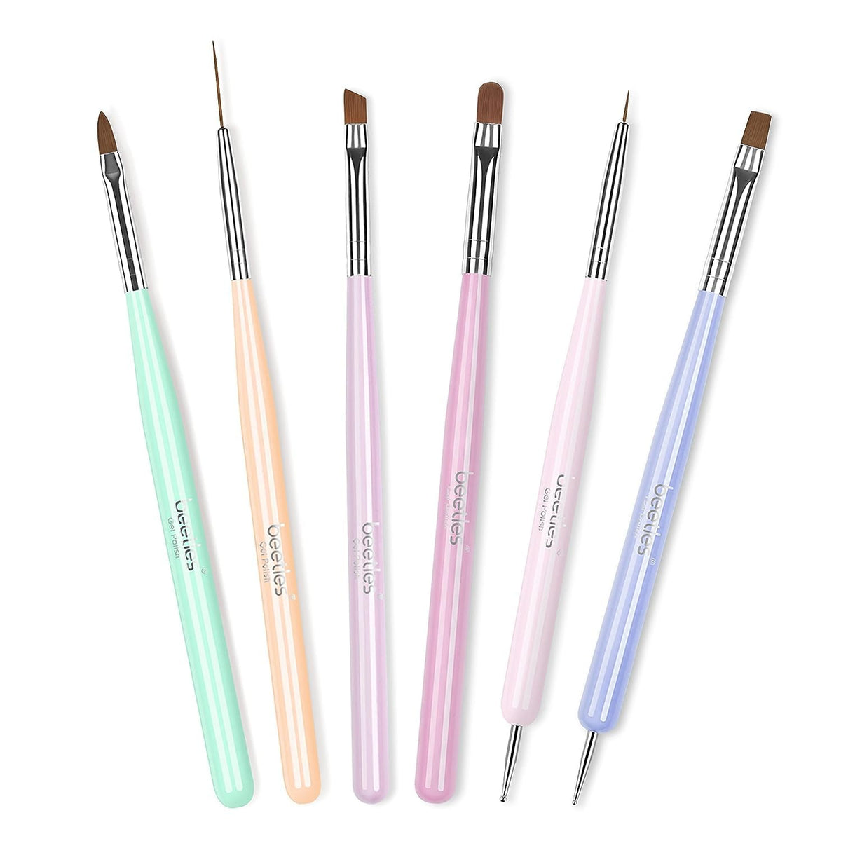 beetles gel polish front packaging showing complete brush set and compact case benefits