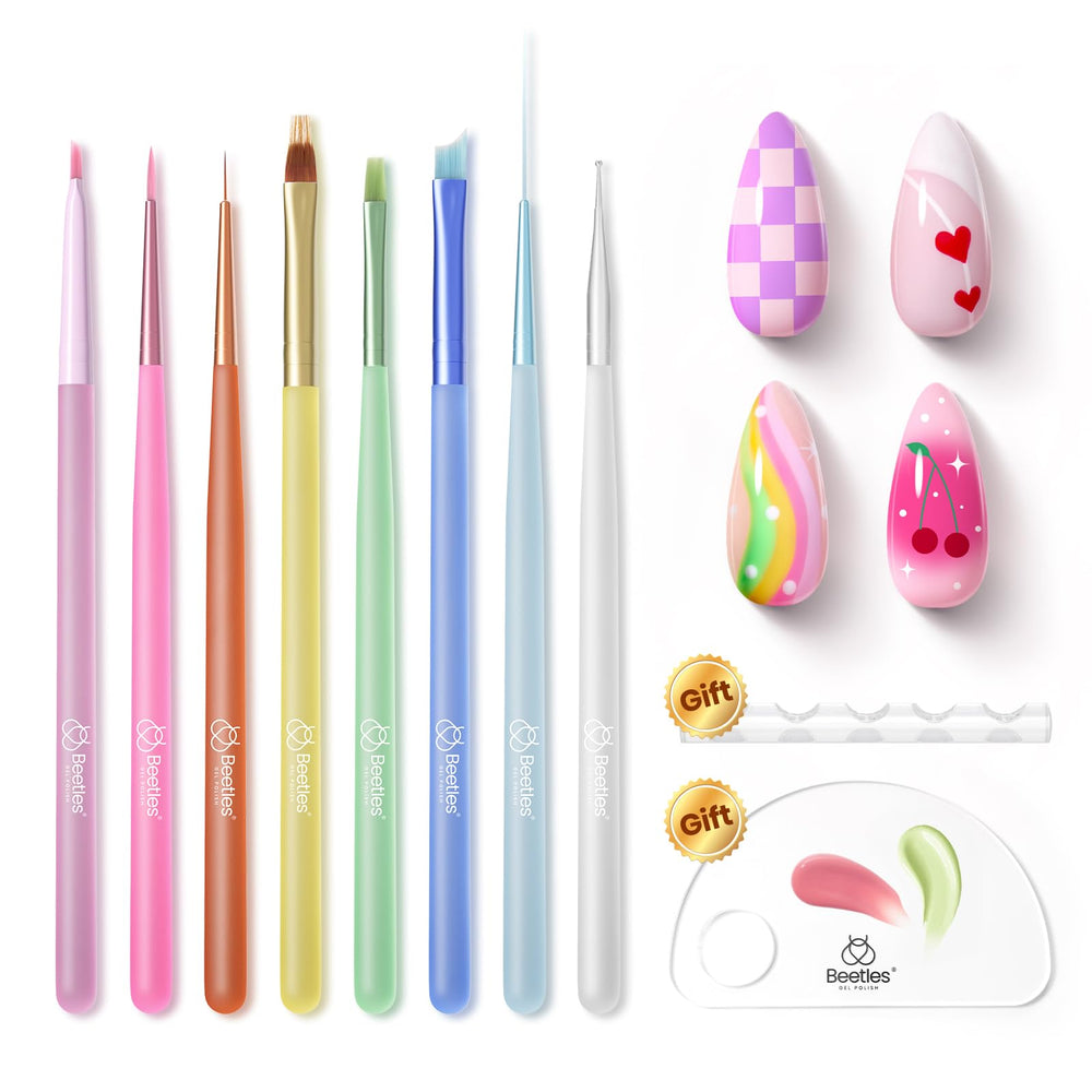 beetles Gel Polish front packaging showing complete brush set and accessories, professional versatility