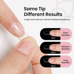 beetles gel polish lifestyle dressy look featuring finished coffin extensions